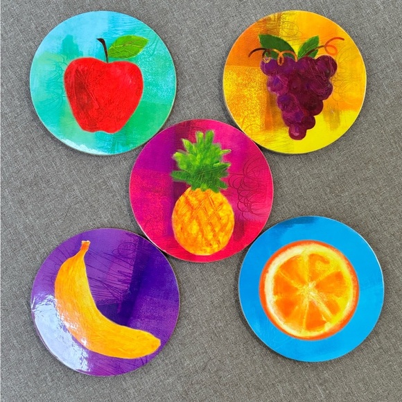 Vintage Easy Spirit Set of 4 Fruit Themed Coasters | Rare Find | NEW - Picture 1 of 5